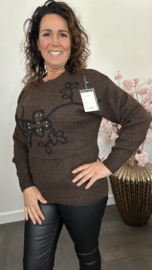 Gebreide trui Fleur Bruin