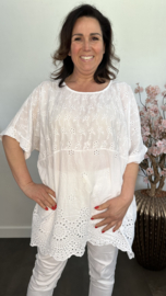 Broderie shirt Fiona Wit
