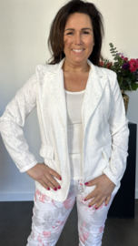 Kanten blazer room wit