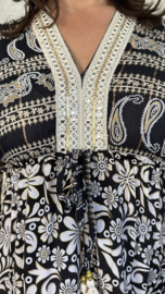 Jurk met stroken paisley & flowers