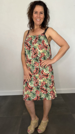Jurkje met spaghettibandjes little palm groen  +SIZE