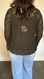 Kanten blouse Tara met stretch Zwart