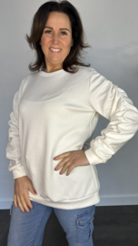 Sweater met gesmokte mouwen ecru