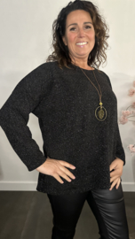 Velvet trui Molly + Ketting Zwart