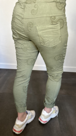 Joggjeans paisley geborduurd army