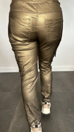 Cargo joggjeans leatherlook coating brons