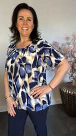 Ballon shirt met elastiek panter blauw