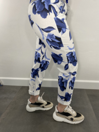 Joggingbroek ecru /blauwe tulp