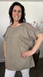 Blouse Irma broderie/ glitter Taupe