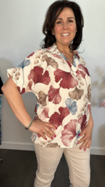 Blouse Milou gebloemd donker roze