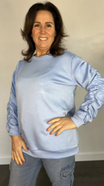 Sweater met gesmokte mouwen ijsblauw