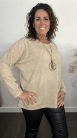 Velvet trui Molly + Ketting Zand