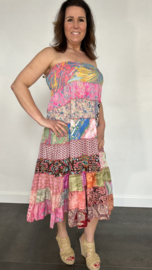 Rok/jurk met stroken bohemian pink