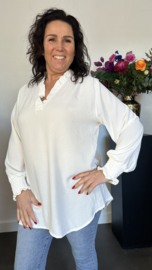 Crepe blouse Leonie met ruche Ecru