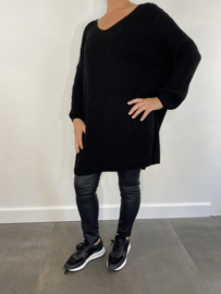 Grof gebreide oversized trui zwart