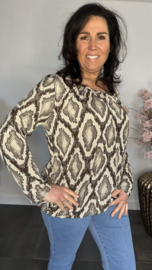 Ballon shirt met elastiek Snake zand/ taupe