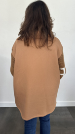 Vest met gebreide mouwen capuchon "love" camel