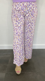 Broek met wijde pijp panter lila