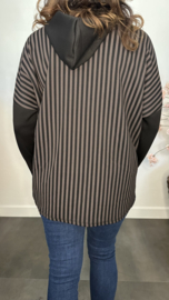 Sweater met capuchon /streep Zwart