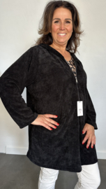 Baby rib vest met rits & capuchon +Size zwart
