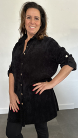 Velvet rib blouse zwart