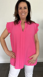 Top Elena met plisse ruche fuchsia