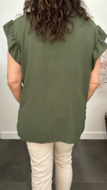 Shirt Britt met knopen en ruche Army