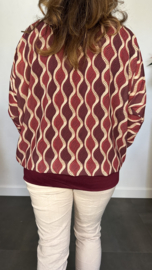 Blouse met boord wavy bordeaux