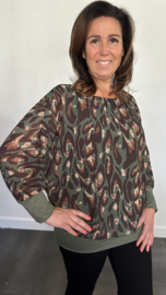 Blouse met boord new panter groen