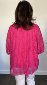 Kanten blouse charlotte +SIZE fuchsia