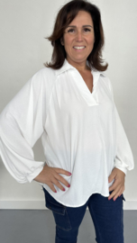 Blouse GiGi met pofmouw ecru