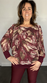 Blouse met boord autumn leaves bordeaux