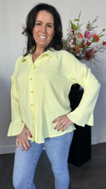 Crepe blouse met trompet mouw Geel