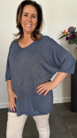 Trui silver sparkle jeans blauw +Size