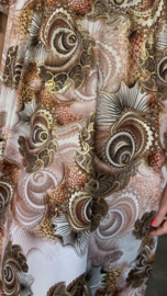 Stretch jurk Gold paisley roze