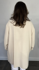 Lange top met gesmokte mouw +SIZE zand
