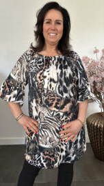 Tuniek soft met flared mouw Animal mix