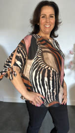 Blouse Selma met strikjes Zwart