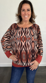 Blouse met boord tijger elips stone
