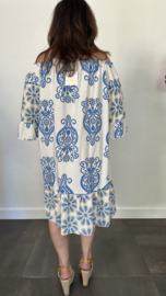 Jurk Bianca lily/flower kobalt +SIZE