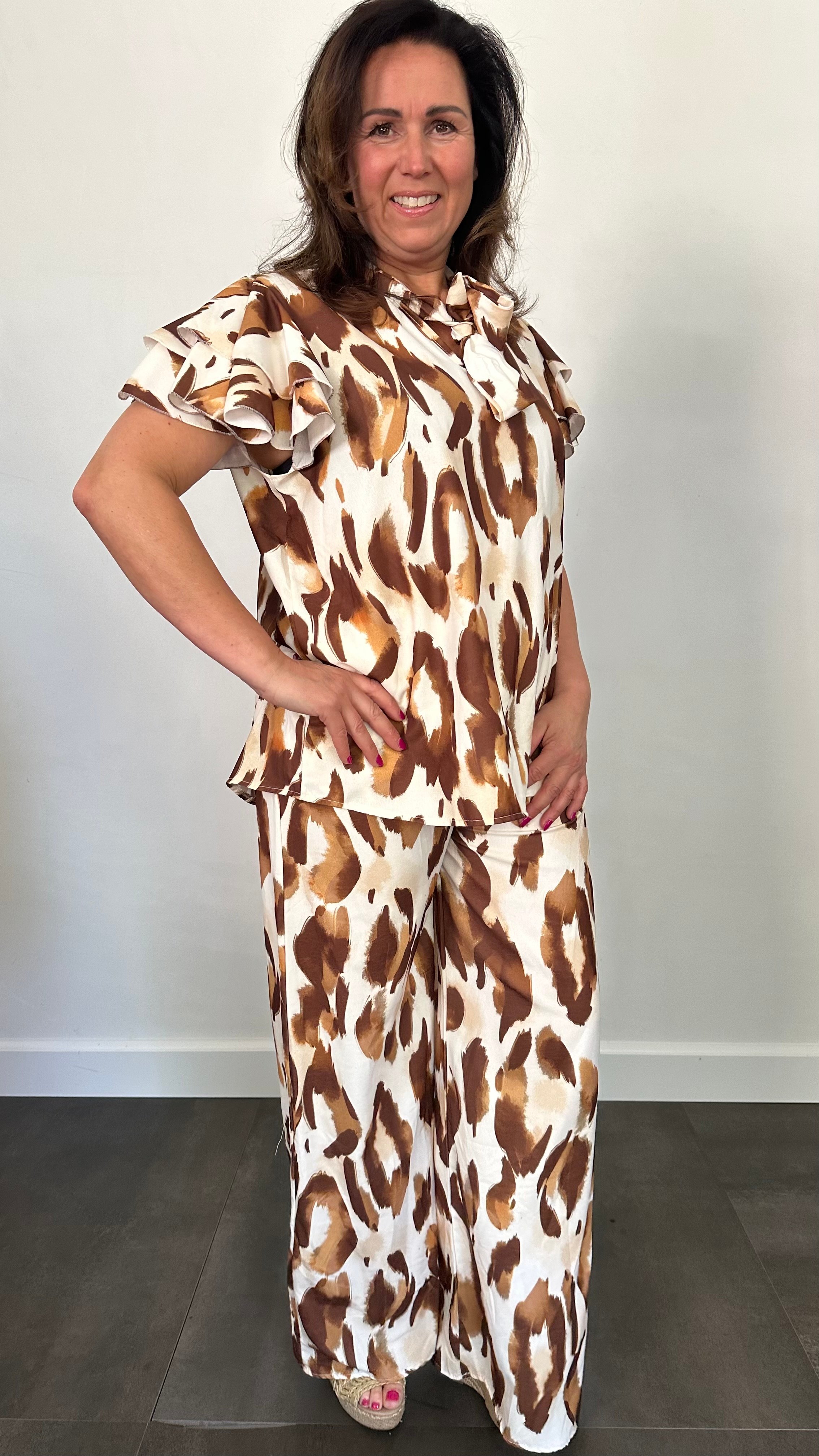 2-Delige set Lorena met strik camel/bruin
