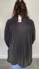 Plissé blouse met kraagje zwart