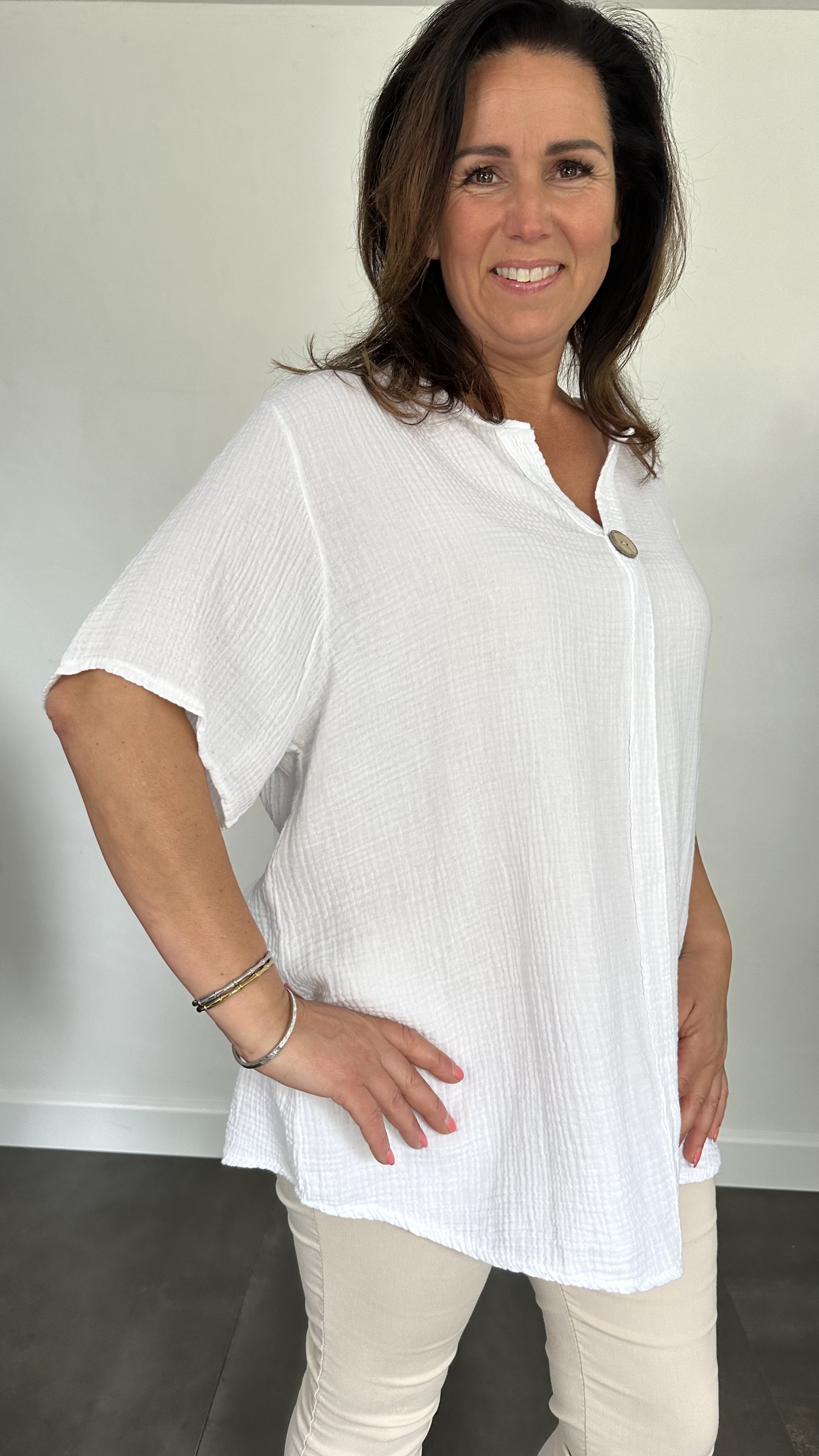 Shirt Vera met kant +SIZE wit