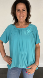 Ballon shirt travel met elastiek smaragd (donker)