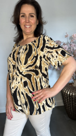 Ballon shirt met elastiek Wild Tiger camel/ zwart