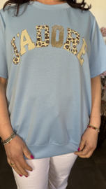 Sweatshirt J'adore panter/ bling IJsblauw