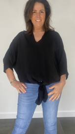 Blouse debby met knoop en kraagje zwart