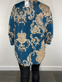 Shirt Lieke met v-hals versailles petrol SALE