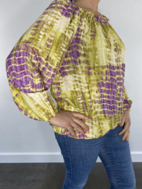 Blouse met elastiek kroko geel