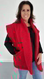 Teddy bodywarmer +size rood